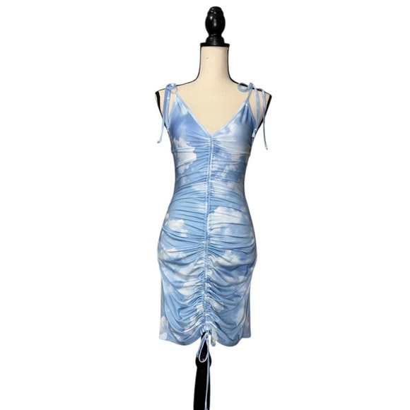 Fashion Nova Day Dreaming Ruched Mini Dress - Blue -Sz. XL - NWT - Picture 7 of 13